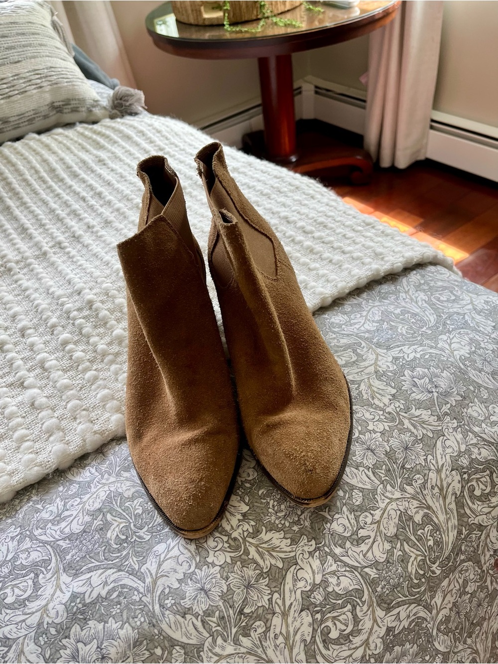 Anne Klein tan/brown suede leather, Women’s Ankle Boots